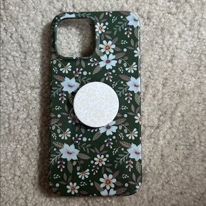Floral Green Phone Case with PopSocket